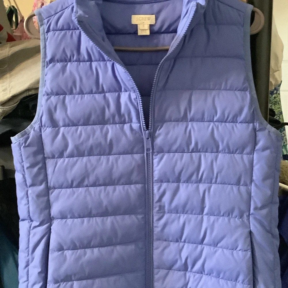 J. Crew‎ light blue Quilted Vest, small, full zip